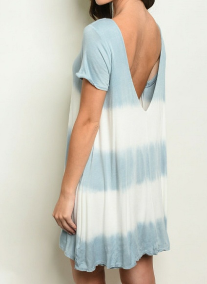 NWT Tie Dye Striped Open Back Swing Dress - Picture 4 of 4